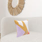 20" X 20" Yellow Purple Off-White And Coral 100% Cotton Abstract Zippered Pillow