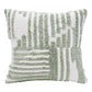 22" Sage Green and White Geometric Cotton Throw Pillow