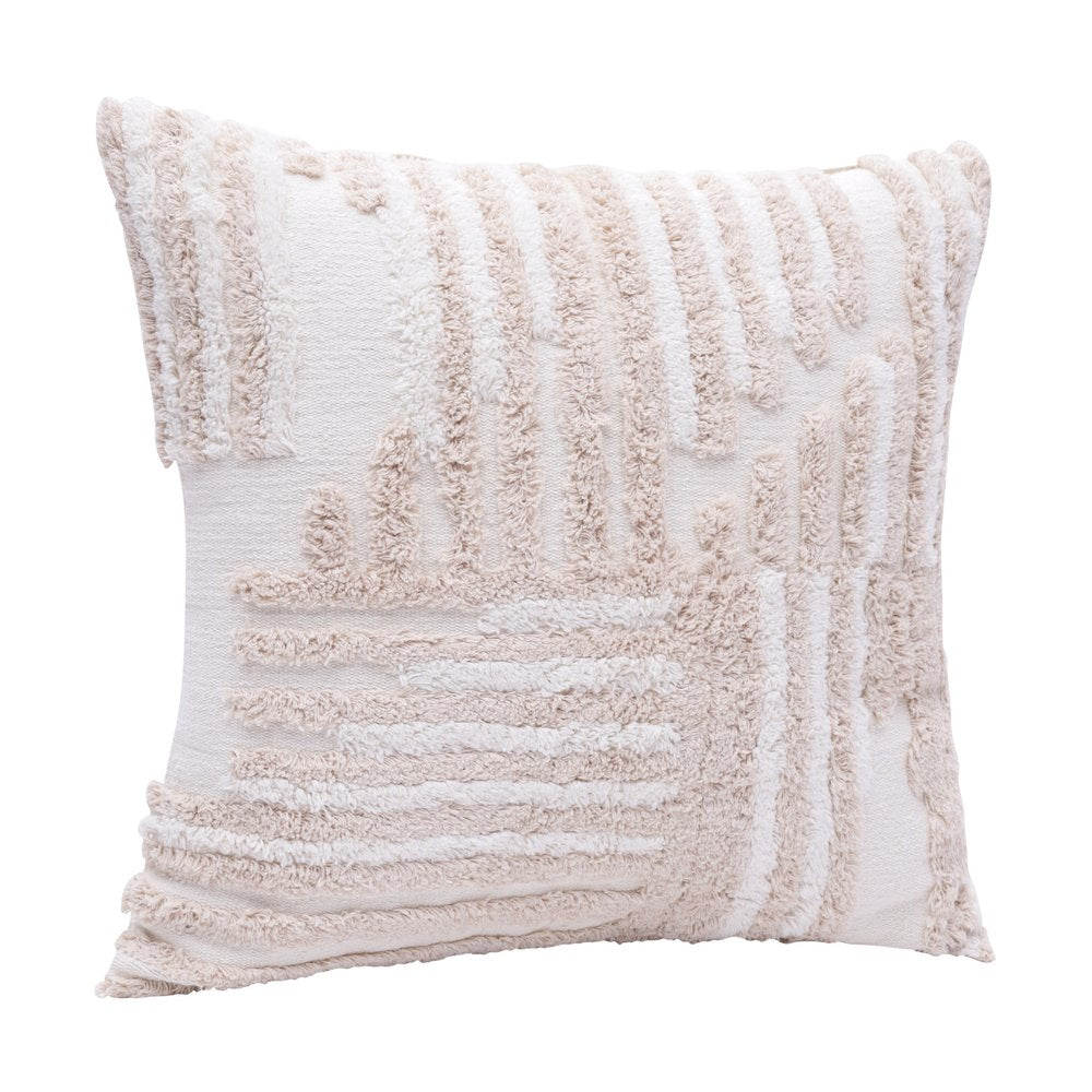 22" Sage Green and White Geometric Cotton Throw Pillow