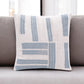 20" Blue And Ivory Cotton Striped Throw Pillow