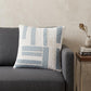20" Blue And Ivory Cotton Striped Throw Pillow