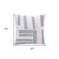 20" Blue And Ivory Cotton Striped Throw Pillow