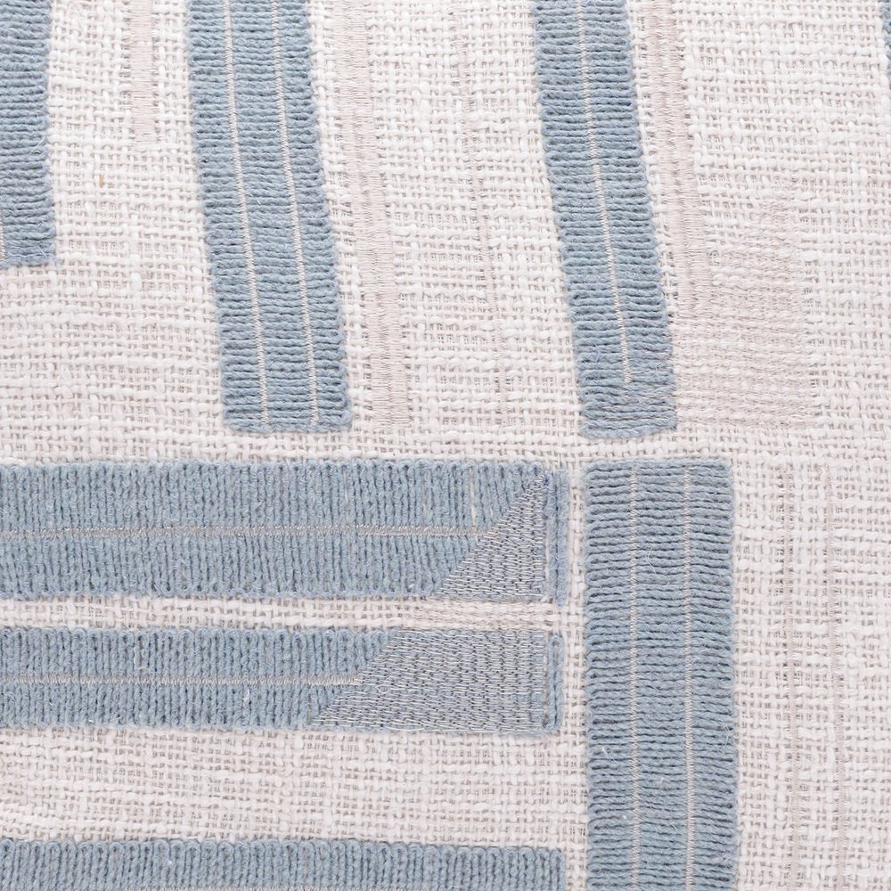 20" Blue And Ivory Cotton Striped Throw Pillow