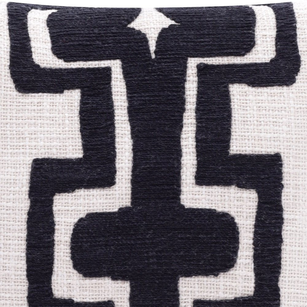 24" Black and Ivory Throw Pillow