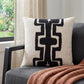 24" Black and Ivory Throw Pillow