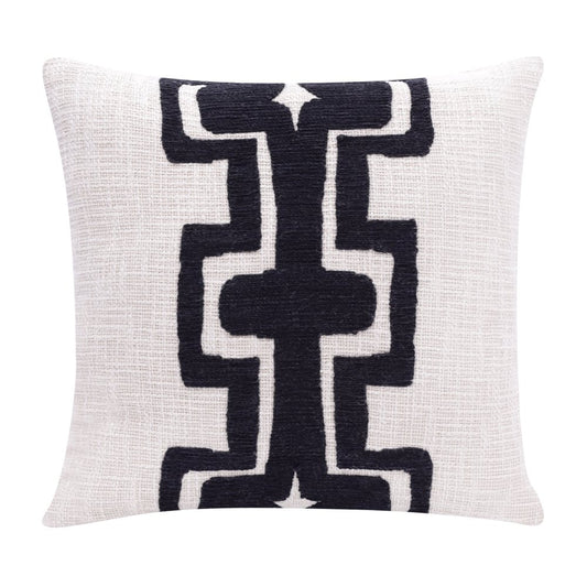 24" Black and Ivory Throw Pillow