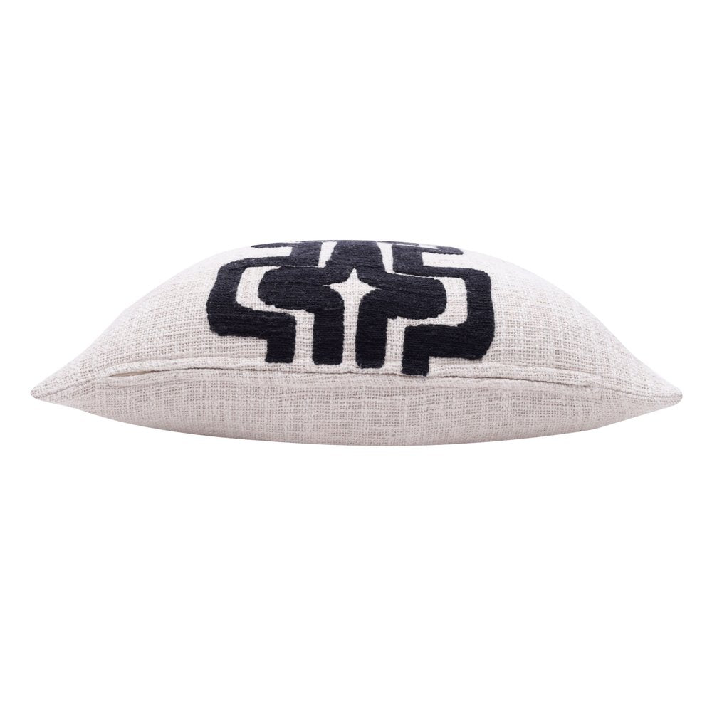 24" Black and Ivory Throw Pillow