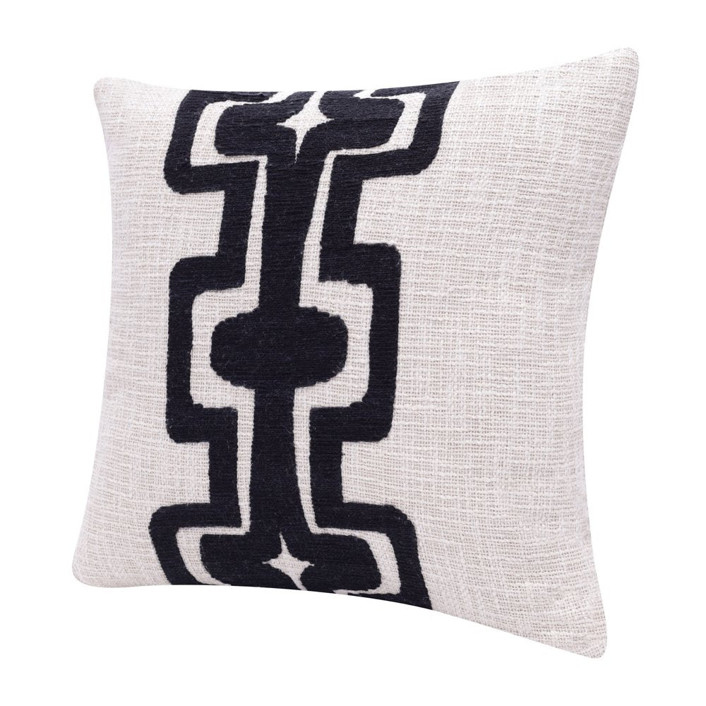 24" Black and Ivory Throw Pillow