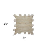 20" Tan Jute Throw Pillow