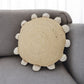 20" X 20" Brown Cotton And Jute Round Throw Pillow with Pompoms
