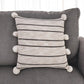 20" Beige And Black Jute Striped Throw Pillow with Pompoms