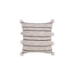 20" Beige And Black Jute Striped Throw Pillow with Pompoms