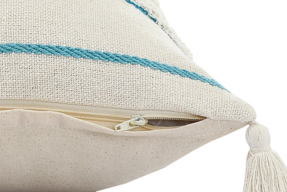 14" X 36" Brown Peach And Tan Cotton Striped Throw Pillow