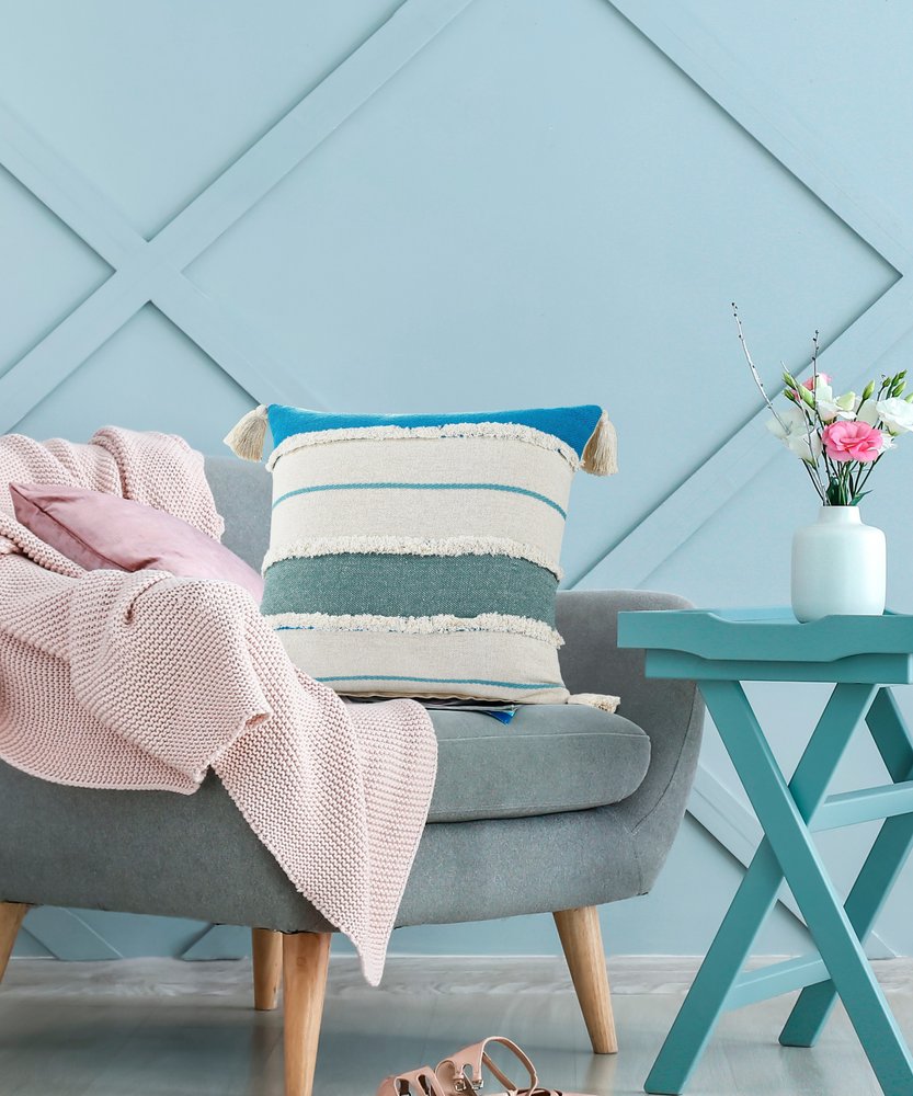 14" X 36" Brown Peach And Tan Cotton Striped Throw Pillow