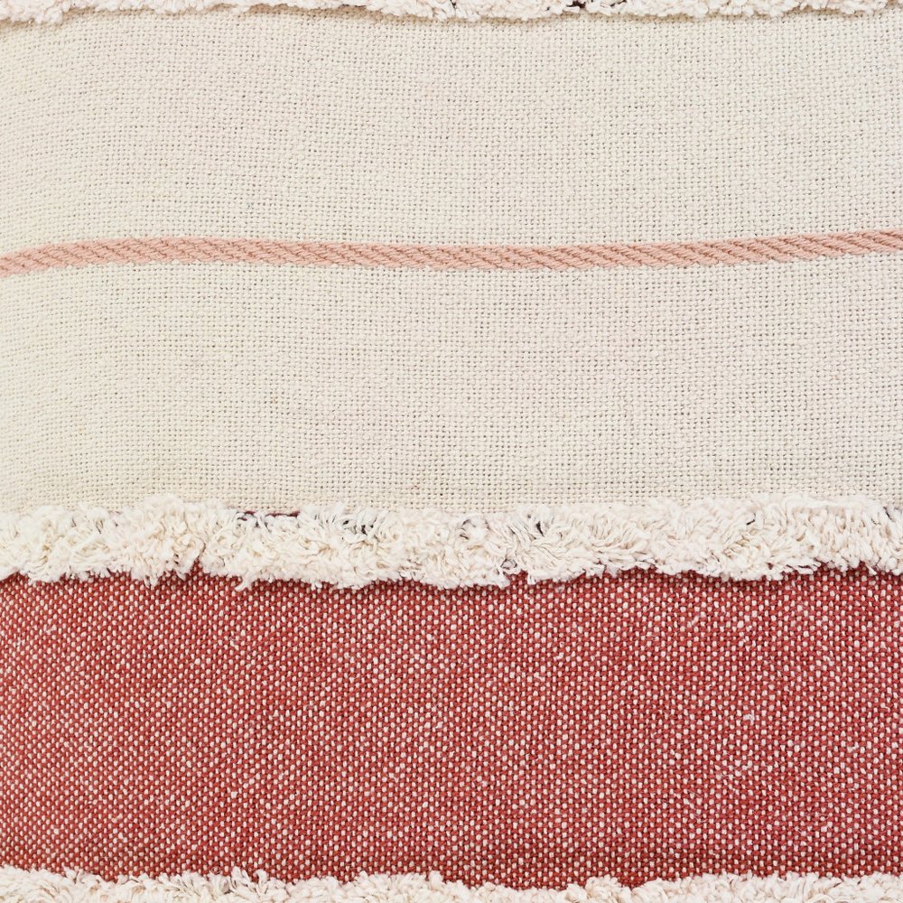 14" X 36" Brown Peach And Tan Cotton Striped Throw Pillow