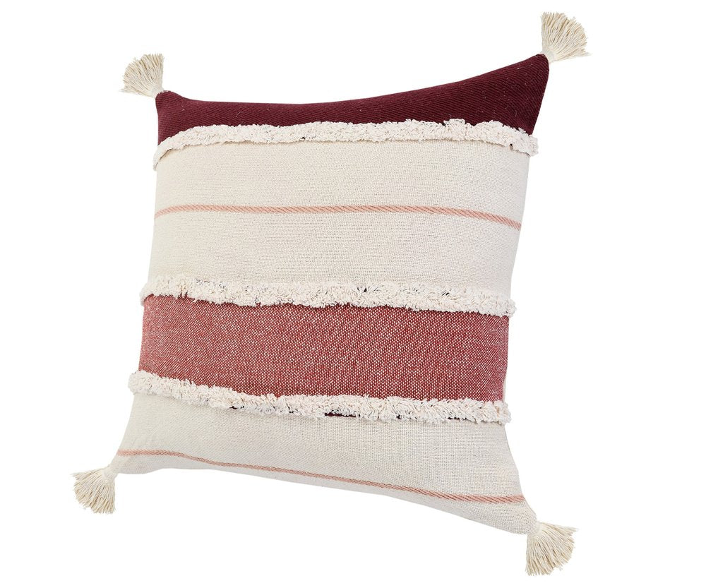 14" X 36" Blue And Off-White 100% Cotton Striped Zippered Pillow