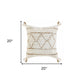 20" X 20" White And Tan 100% Cotton Geometric Zippered Pillow