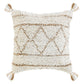 14" X 36" Tan And White Geometric Cotton Throw Pillow