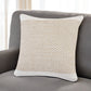 20" Ivory And Natural Cotton Geometric Throw Pillow