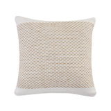 20" Ivory And Natural Cotton Geometric Throw Pillow