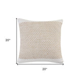 20" Ivory And Natural Cotton Geometric Throw Pillow