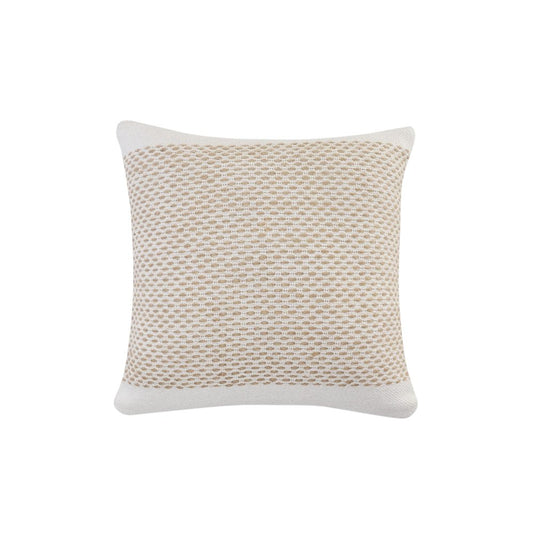 20" Ivory And Natural Cotton Geometric Throw Pillow