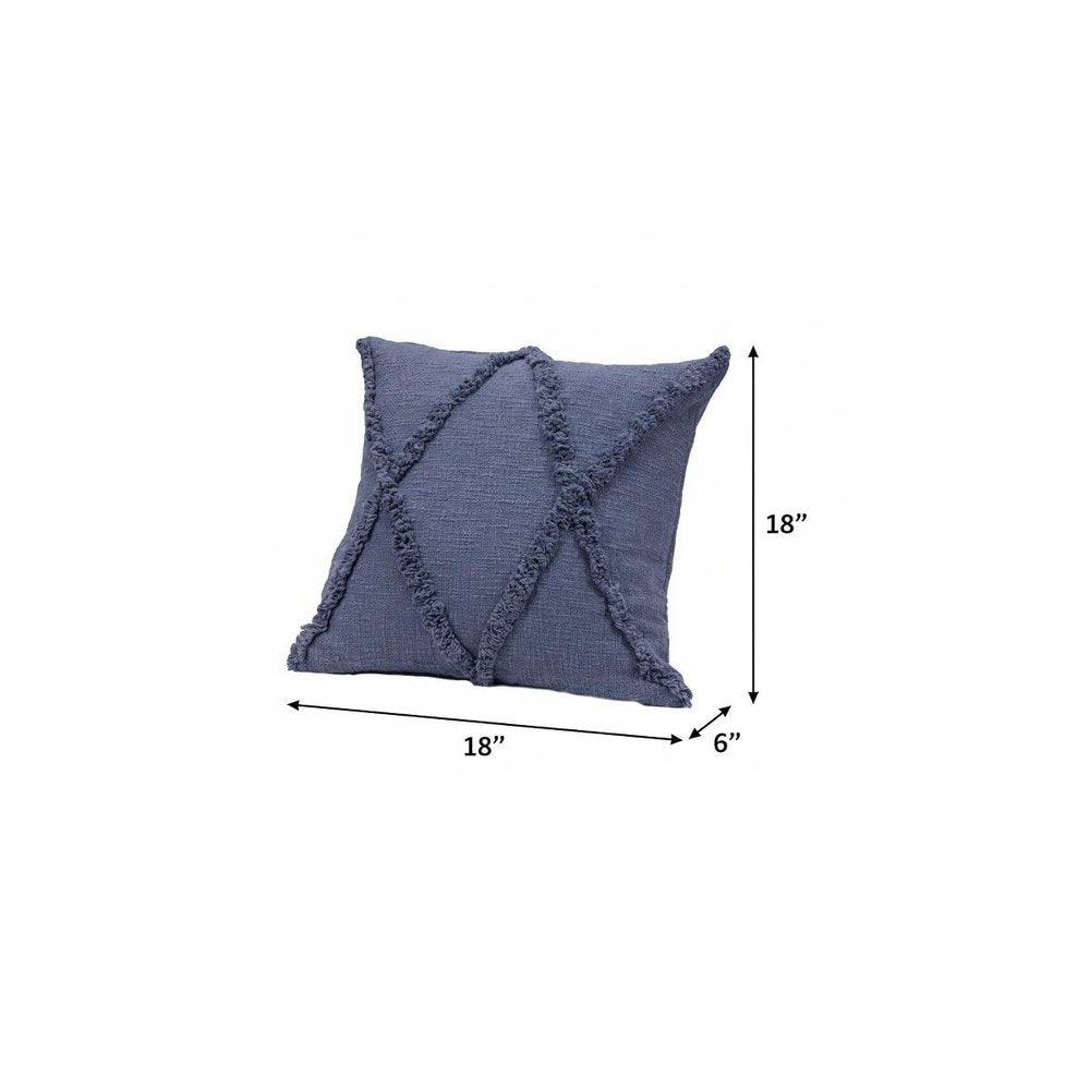 18" X 18" Denim Blue 100% Cotton Zippered Pillow