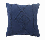 20" Navy Blue And Dark Blue Cotton Geometric Throw Pillow