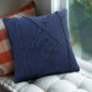 20" Navy Blue And Dark Blue Cotton Geometric Throw Pillow
