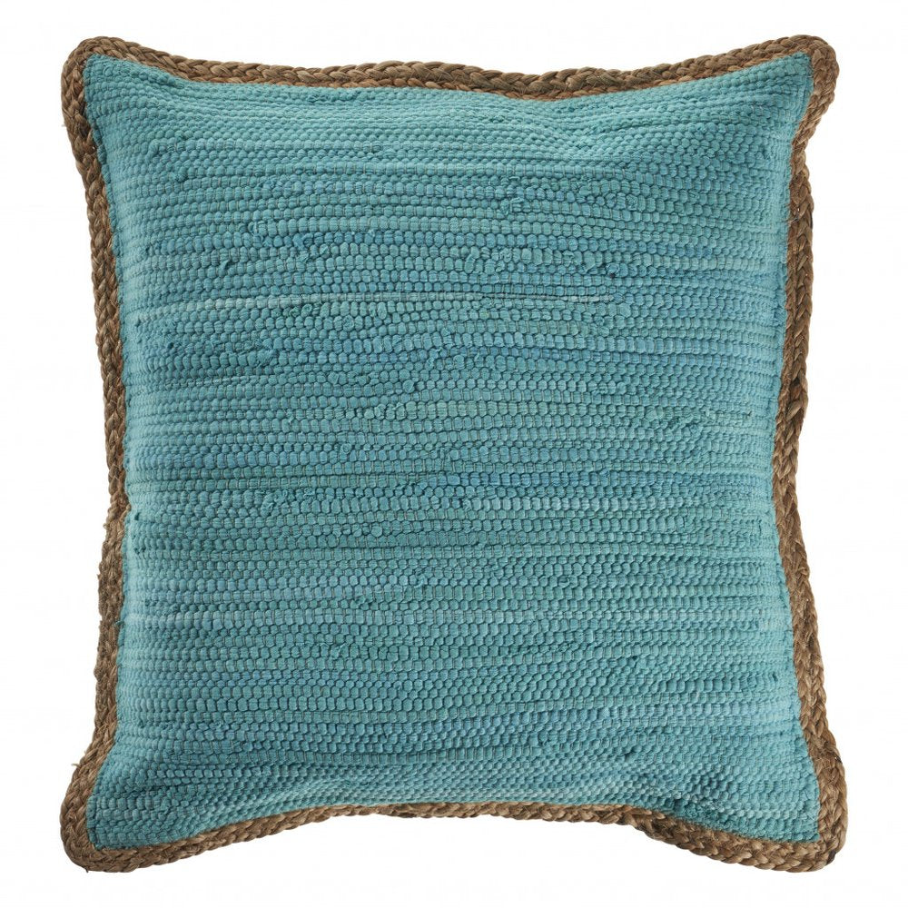 20" Blue and Beige Throw Pillow