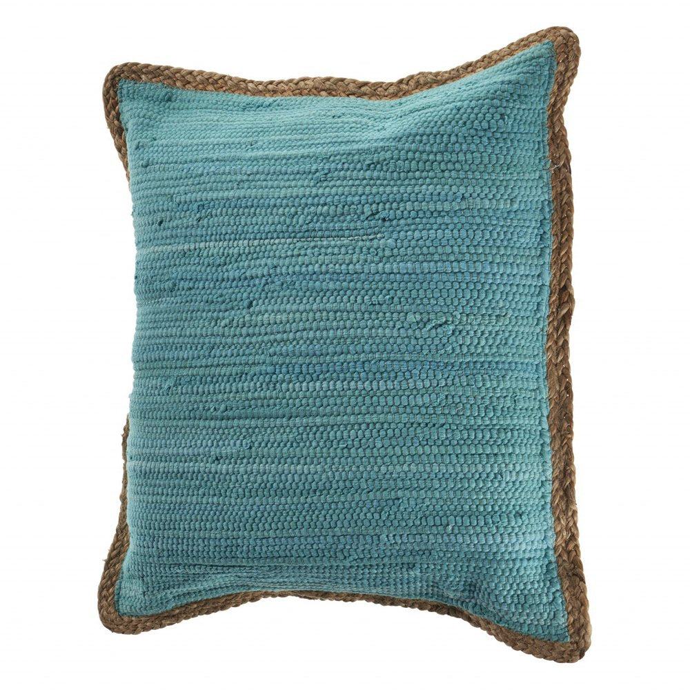 20" Blue and Beige Throw Pillow