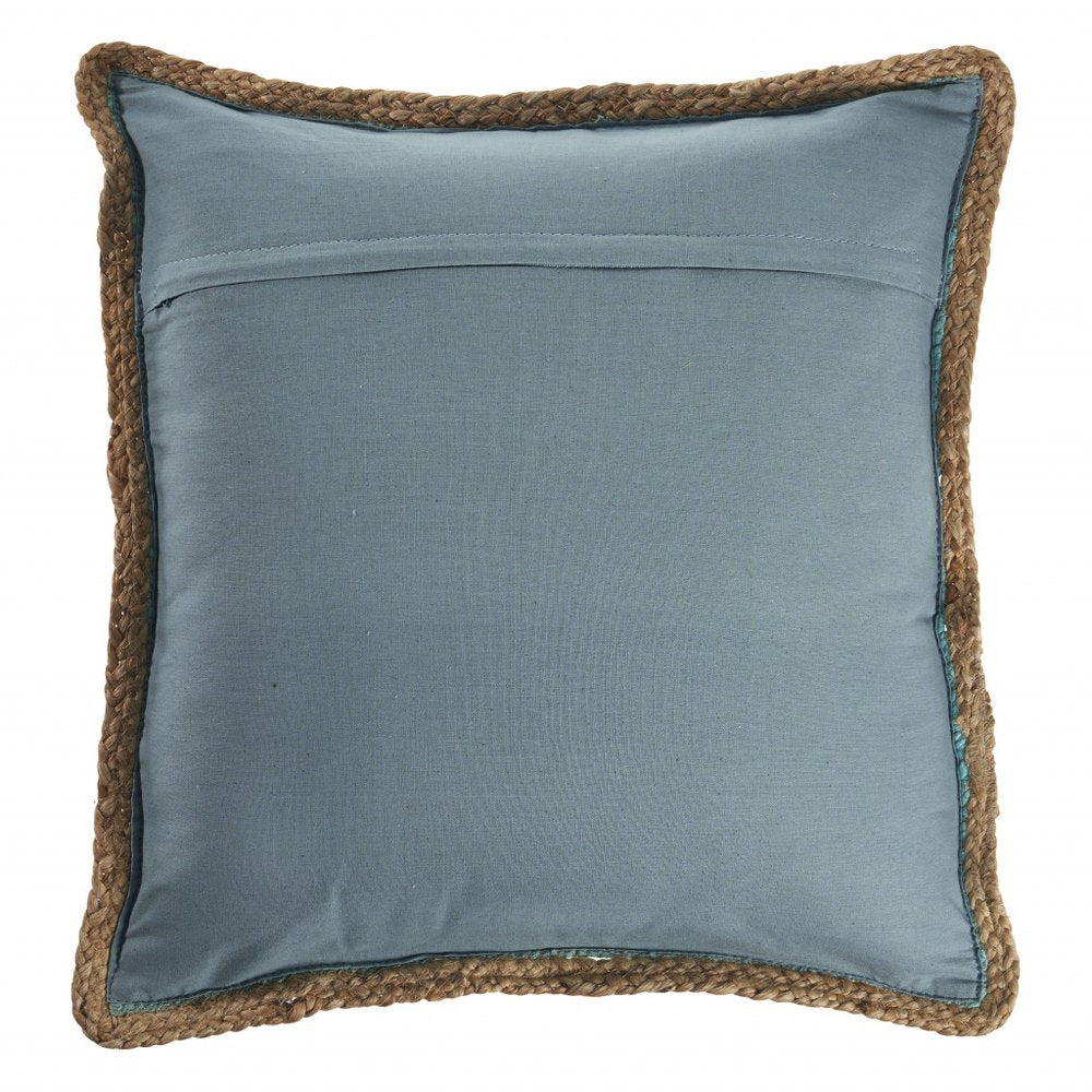 20" Blue and Beige Throw Pillow