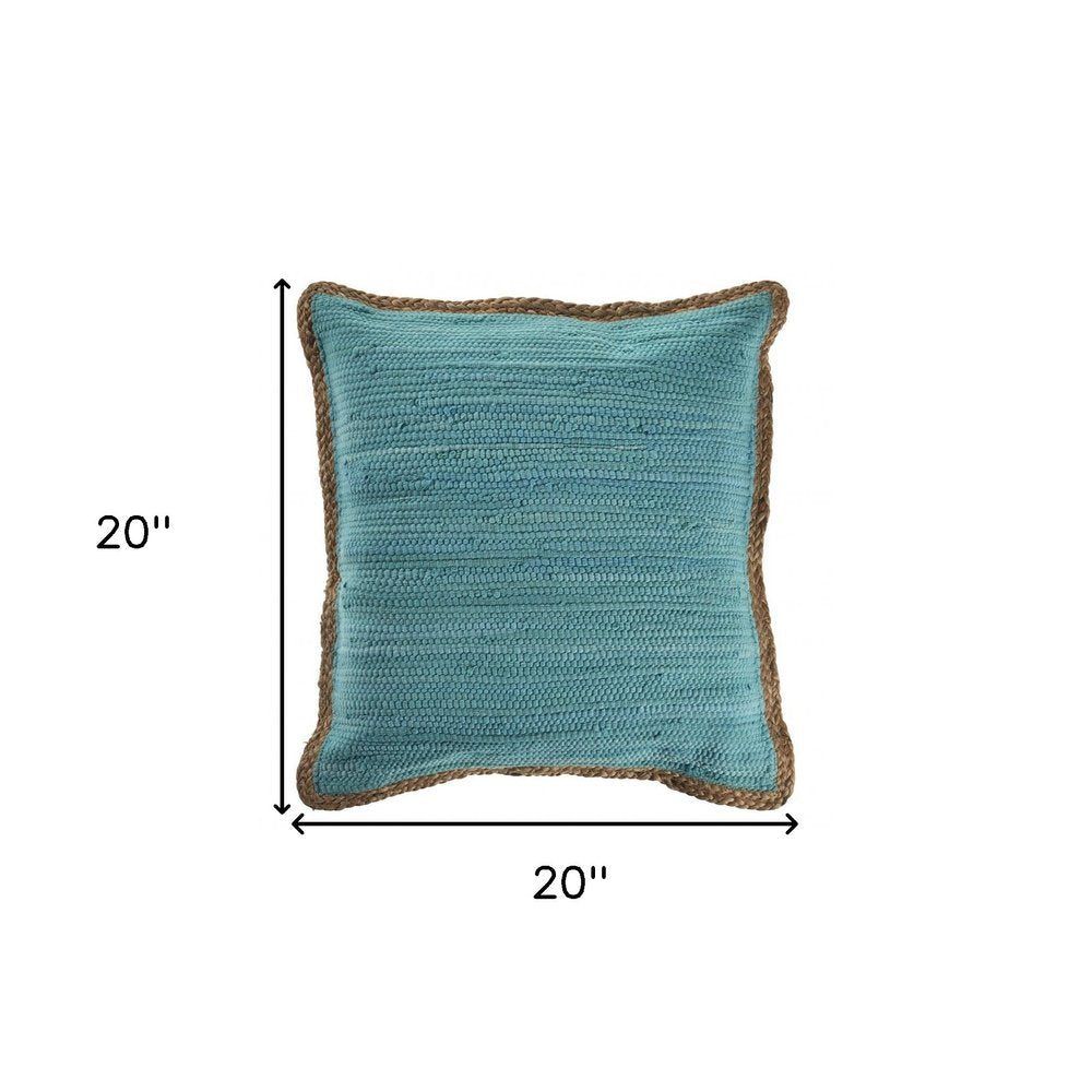 20" Blue and Beige Throw Pillow