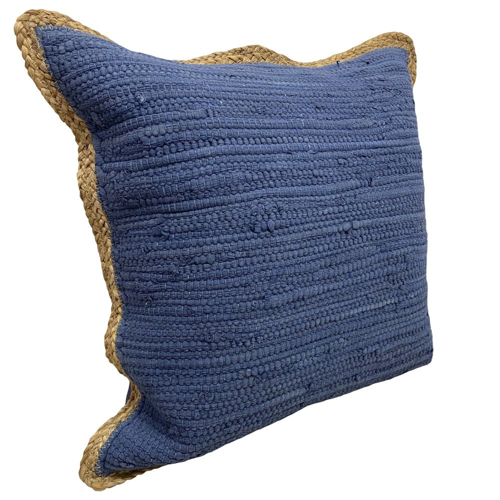 20" Blue and Beige Throw Pillow