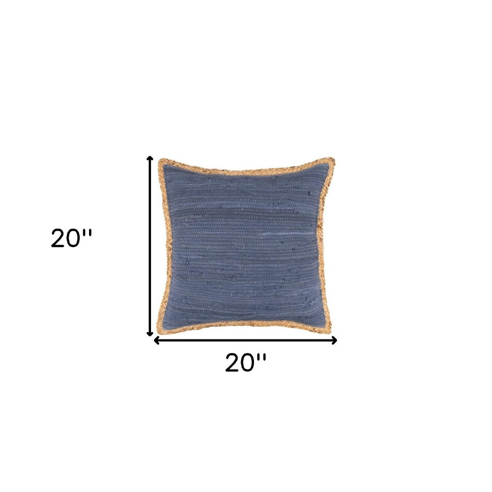 20" Blue and Beige Throw Pillow