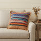 20" X 20" Tan Pastel Blue And Pastel Yellow 100% Cotton Geometric Zippered Pillow