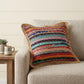 20" X 20" Tan Pastel Blue And Pastel Yellow 100% Cotton Geometric Zippered Pillow