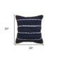 18" X 18" Black White And Tan 100% Cotton Striped Zippered Pillow