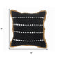 18" X 18" Black White And Tan 100% Cotton Striped Zippered Pillow