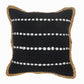 18" X 18" Black White And Tan 100% Cotton Striped Zippered Pillow