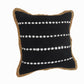 18" X 18" Black White And Tan 100% Cotton Striped Zippered Pillow