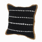 18" X 18" Black White And Tan 100% Cotton Striped Zippered Pillow