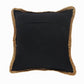 18" X 18" Black White And Tan 100% Cotton Striped Zippered Pillow