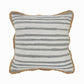 18" X 18" White Gray And Tan 100% Cotton Striped Zippered Pillow