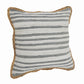 18" X 18" White Gray And Tan 100% Cotton Striped Zippered Pillow