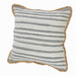 18" X 18" White Gray And Tan 100% Cotton Striped Zippered Pillow