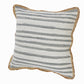 18" X 18" White Gray And Tan 100% Cotton Striped Zippered Pillow