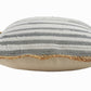 18" X 18" White Gray And Tan 100% Cotton Striped Zippered Pillow
