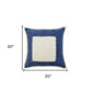 20" X 20" Navy And Cream 100% Cotton Zippered Pillow