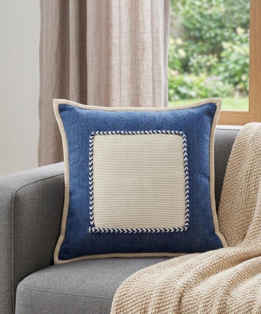 14" X 36" Golden Yellow And Cream 100% Cotton Zippered Pillow